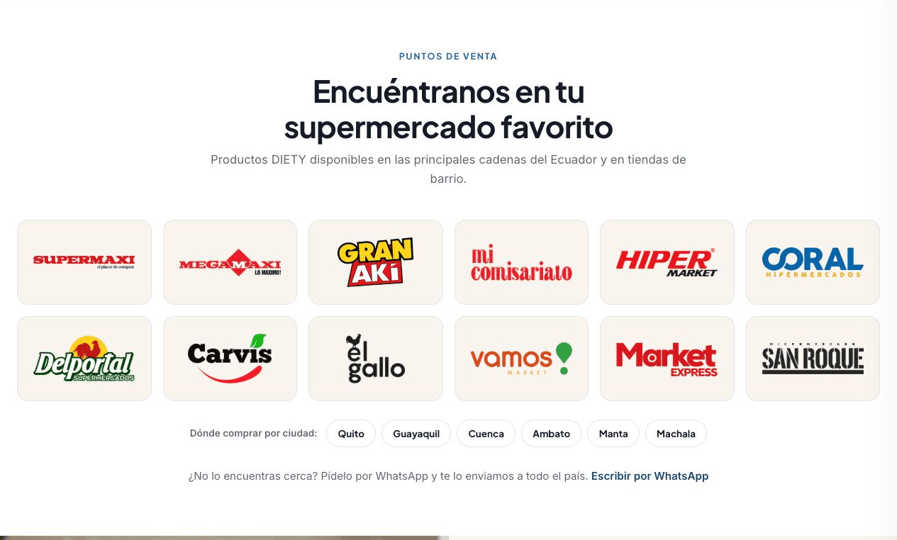 Puntos de venta · DIETY Ecuador