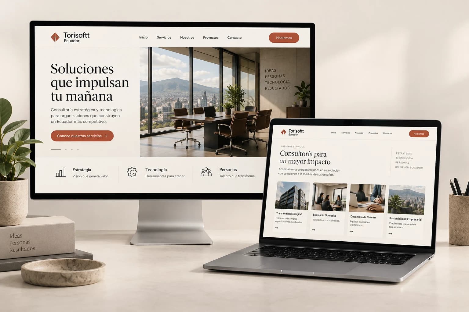 Mockup conceptual de páginas web corporativas